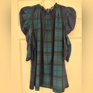 Sugarlips Blue and Green Plaid Blouse